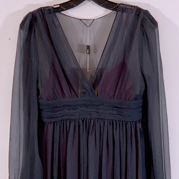 FENDI Silk Chiffon Dress w/ Aubergine Slip IT42 - Picture 6 of 8